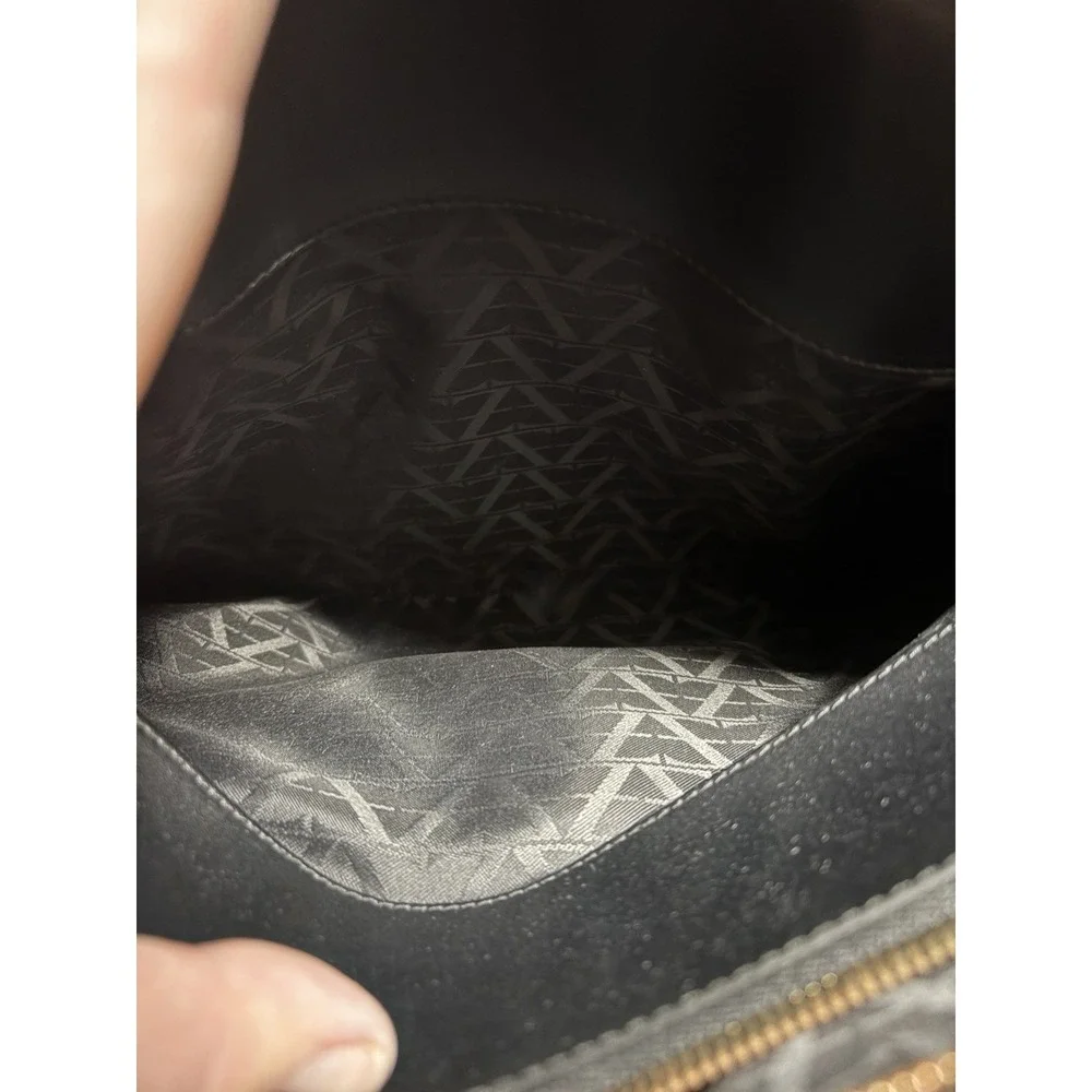 ZAC Zac Posen Eartha Black Leather Satchel Crossbody Bag Gold Dust Bag